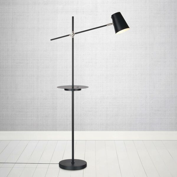 Golvlampa Linear med USB-laddningsstation, svart