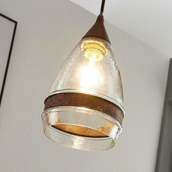 Glaspendellampa Millina, rostbrun, 1 lampa