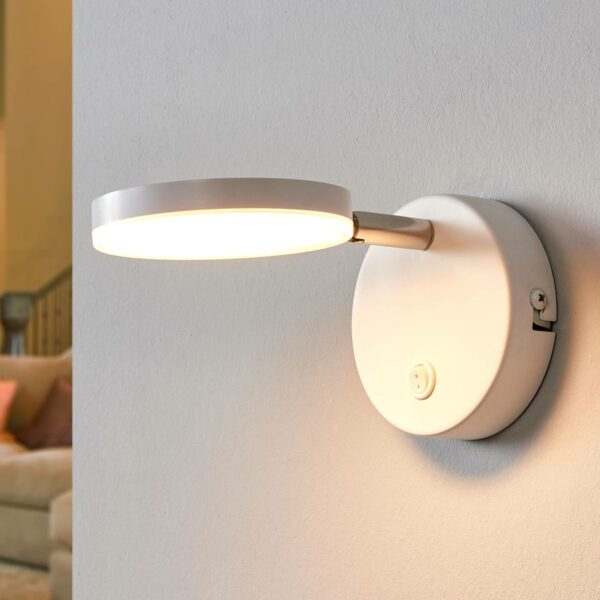 Vit LED-vägglampa Milow med strömbrytare