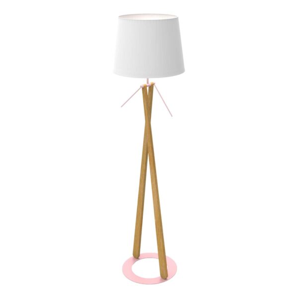 Golvlampa Zazou LS, textilskärm, rosa sockel