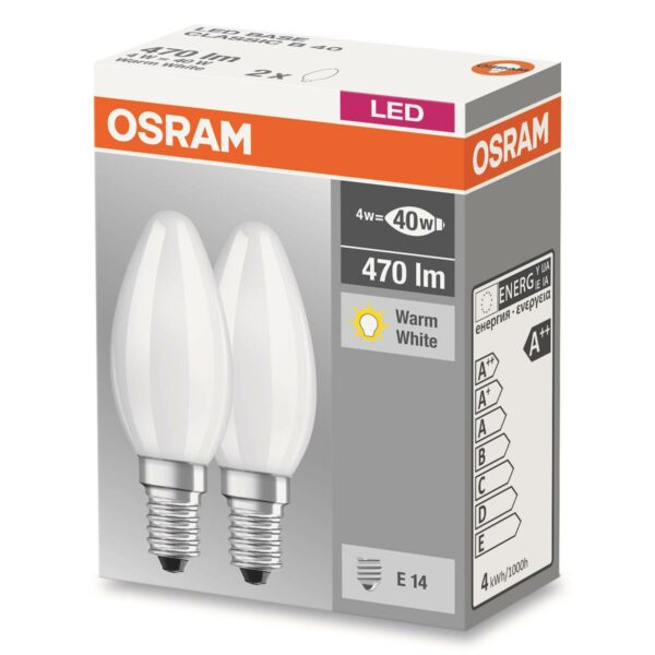 E27 4W 827 matt LED-kronljuslampa, 2-pack