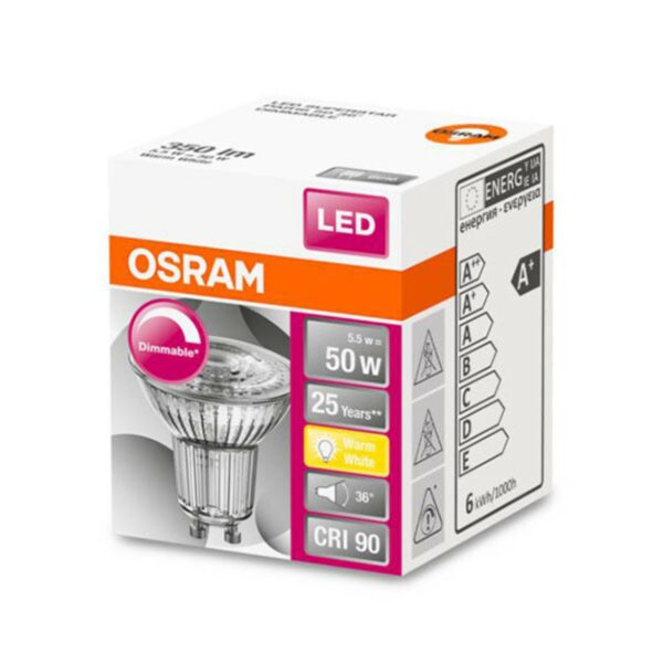 OSRAM LED-glasreflektor GU10 4,5 W 927 36° dimbar