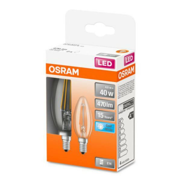 OSRAM Classic B LED-lampa E14 4 W 4 000 K 2-pack