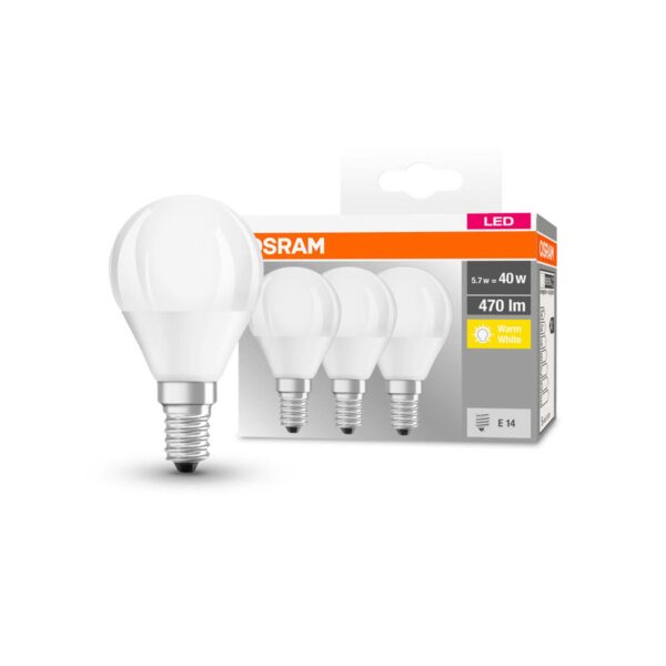 OSRAM LED-droppe E14 P40 4,9 W 2 700 K 470 lm